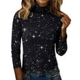 thumbnail image 4 of WTXUE Sequin Tops Turtleneck Pullover Sweater for Women Sparkle Long Sleeve Blouses Trendy Glitter Sweatshirt Party Slim Fit Shirts Knitted Casual Pullover Fashion Tops Black L, 4 of 7