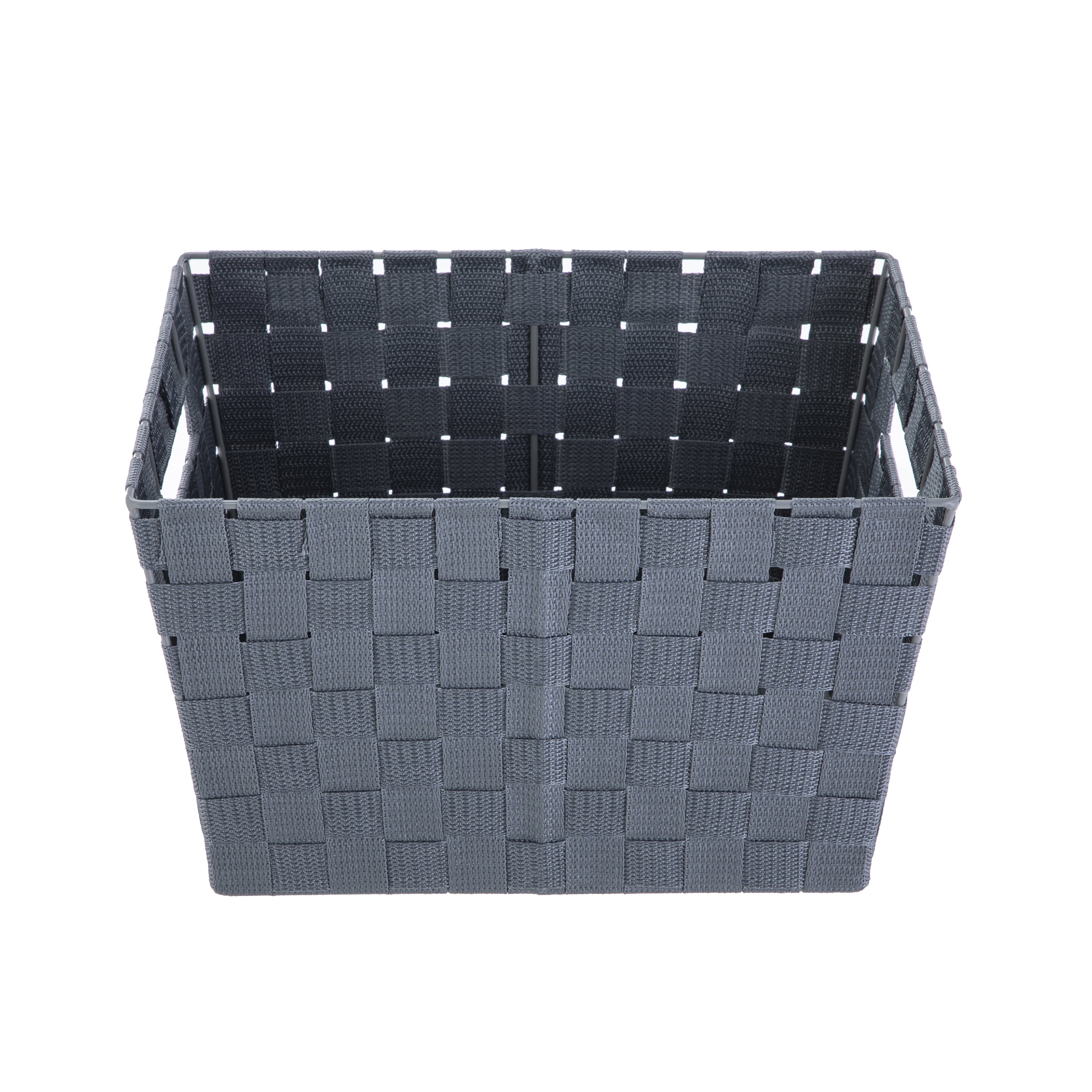 (4 pack) Mainstays Large Gray Woven Fabric Decorative Storage Basket, 16 in x 9.6 in x 13.4 in