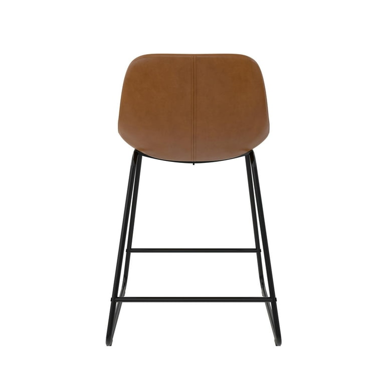 Better Homes Gardens Farley Scoop Counter Height Stool Camel Faux Leather Walmart