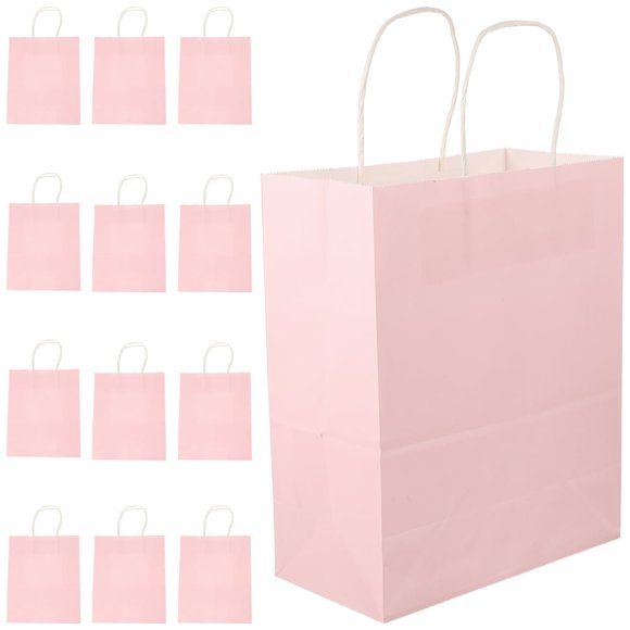 KEINXS 12 Pcs Sac-Cadeau Rose Sacs Taille Moyenne Vrac Papier Cadeau de Fête Kraft Magasinage de Surprises