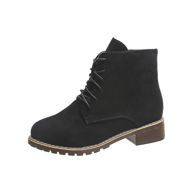 Avamo Bottines pour Femmes Chaussures à Bout Fermé Bottes Hautes Compensées Confortables Marche Noir 7