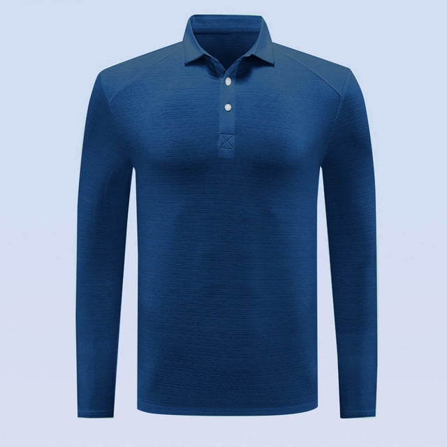 Blusa y camisa de manga larga con cuello vuelto para hombre, color liso, informal, elástica, deportiva, con botones, blusa de manga larga con cuello vuelto para hombre, tops de poliéster para hombre