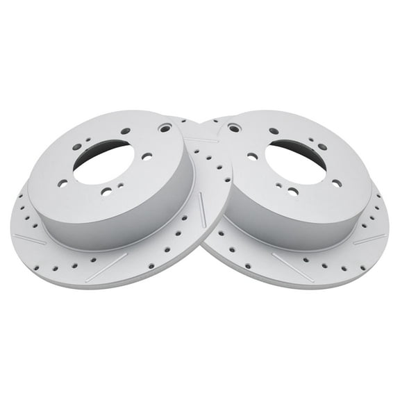 TRQ Rear Performance Brake Rotors Set Solid Premium G-Coated Cross Drilled & Slotted Fits Select 2009-2015 Mitsubishi Lancer 2008-2013 Outlander