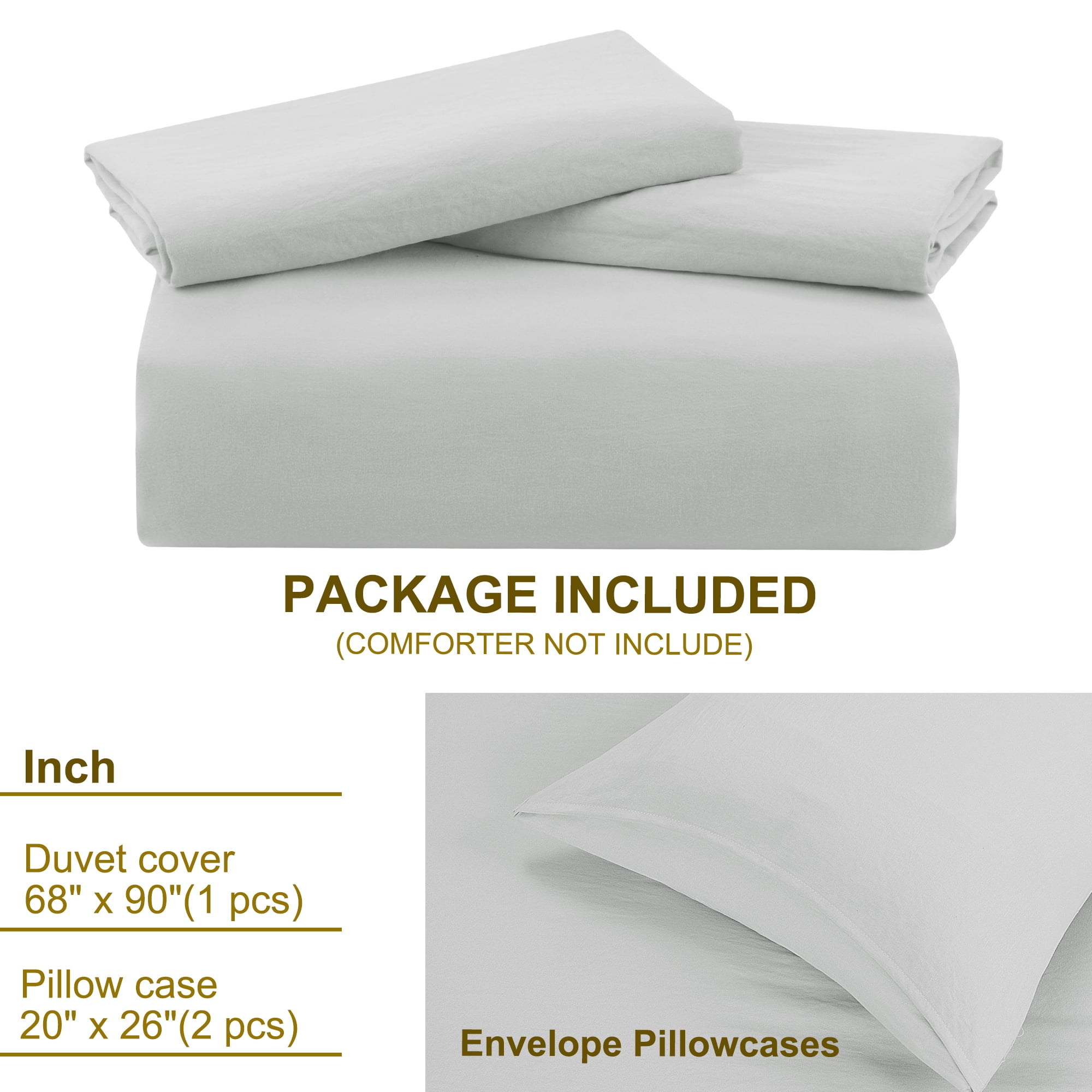 Unique Bargains 100% Microfiber Soft 3 Pieces Duvet Cover Set Twin Light Gray