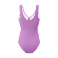 thumbnail image 6 of COMVALUE Women Ribbed One Piece Swimsuit Sports Wide Straps Scoop Neck Summer Tummy Control Swimsuit (Purple, L), 6 of 6