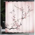 thumbnail image 3 of Ambesonne Nature Shower Curtain, Birds Cherry Branches Style, 69"Wx75"L, Rose Black, 3 of 4