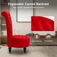 thumbnail image 3 of AVAWING High-Back Velvet Throne Chair, Retro Royal Armless Chair, Indoor, Red, 3 of 8