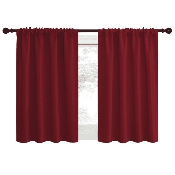 NICETOWN Christmas Red Curtains Blackout 54-inch Length 2 Panels set Burgundy Red Rod Pocket Thermal Insulated Curtain Panels