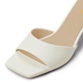 thumbnail image 4 of YDN Women Open Square Toe Single Strap Sandals Slip on Kitten Low Heel Mules Daily Walking Dress Heeled Slides Size 14 White, 4 of 5