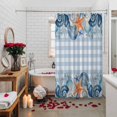 thumbnail image 2 of Summer Ocean Seashell Shower Curtains for Bathroom, Nautical Sea Watercolor Blue Starfish Coral Plaid Washable Fabric Shower Curtain with Hooks Waterproof Bathroom Decor Sets, 36 x 78 Inches, 2 of 9