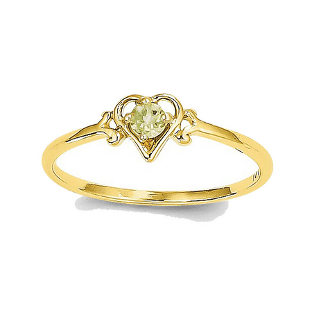 - 14K Yellow Gold Peridot Round Shape in Heart Ring