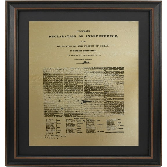 Framed Texas Declaration of Independence. Replica Prints by Patriot Gear Company.