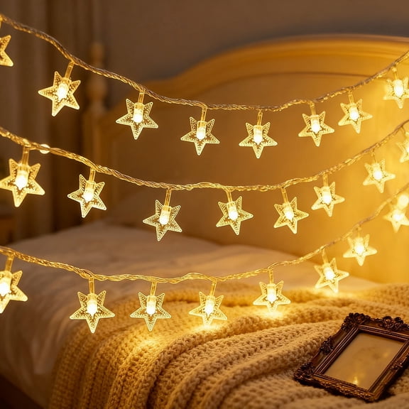 Melofo Warm White Stars 10m 100 LED USB Fairy Lights 8 Modes Timer Remote
