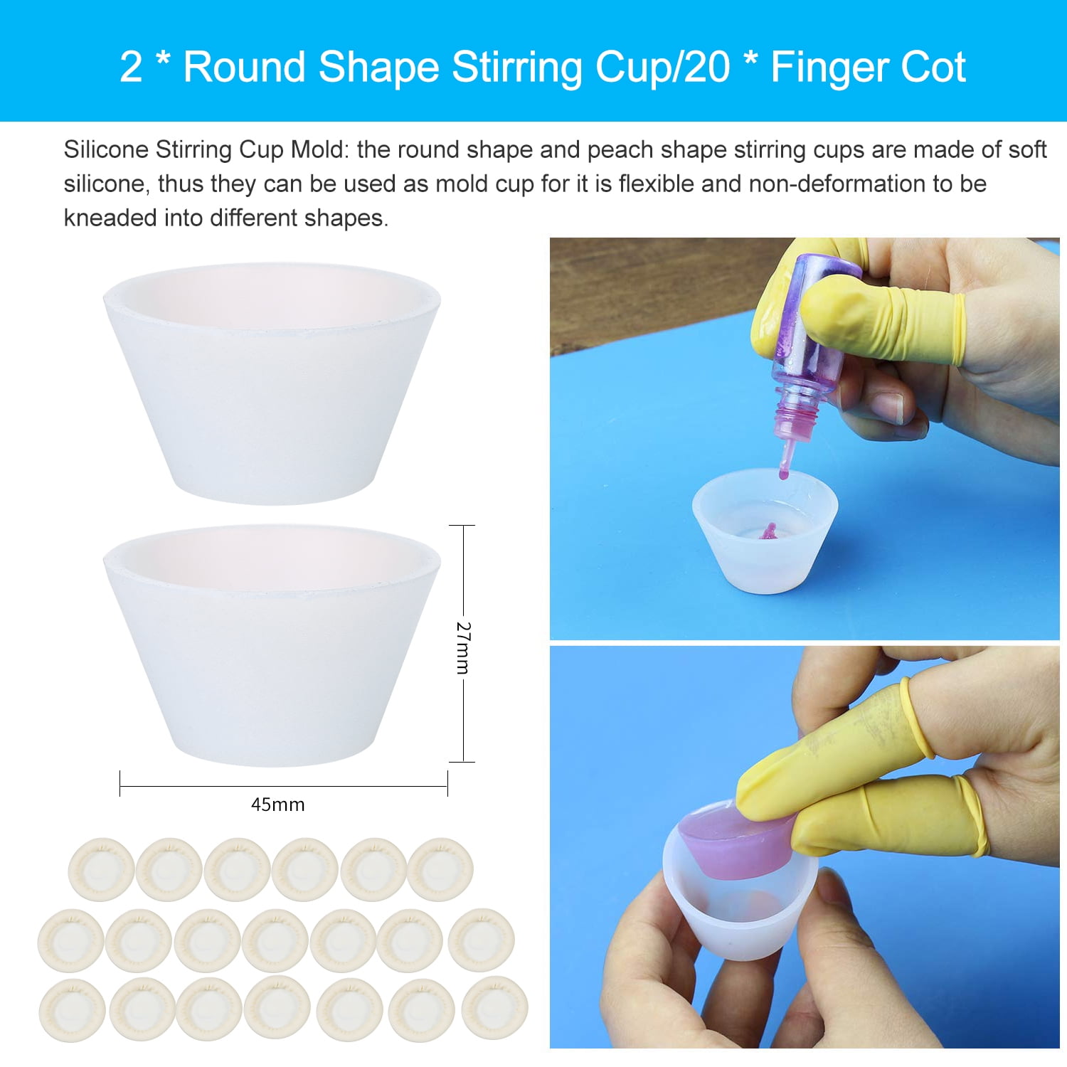 36PCS Resin Mixing Cups Tools Kit Dropping Pipettes Finger Cots for Epoxy Resin Spoons Silicone Mat for DIY Resin Casting Painting Jewelry Making Graduated Silicone Measuring Cups