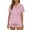 #493-Pink, variant on Women's Print Lapel Button Front Drawstring Short Sleeve Pajama Set with Elastic Waist Shorts for Casual Home Lounge Wear