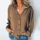 thumbnail image 1 of ICHUANYI Clearance Women's Casual ColorV-Neck Button Cardigan Long Sleeve Shirt Tops(Brown, XL) ICHUANYI WER2023081206331, 1 of 6