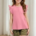 thumbnail image 7 of Mgmyaa Girls Shirt Short Sleeve T-Shirt for Girls with Cute Flying Sleeves Summer Blouse Casual Ruffle Tee Tops, 7 of 7