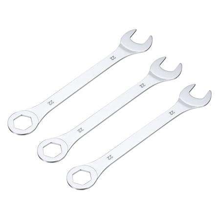 3 Packs 22mm Thin Combination Wrench with Offset 6-Point End and Angled Open End