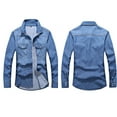thumbnail image 6 of hoksml Men's Casual Denim Shirt Jacket, Long Sleeve Snap Button Shirt with Pockets for Spring Fall, 6 of 6