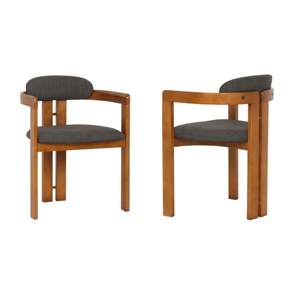 Jazmin Contemporary Dining Chair in Walnut Wood Finish and Charcoal Fabric - Set of 2