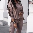 thumbnail image 3 of Conjunto de chándal de dos piezas para mujer, sudadera con capucha y pantalones a rayas, ropa de calle informal, moda deportiva para mujer, Otoño e Invierno, 3 of 5