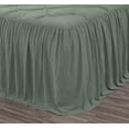 thumbnail image 4 of Chezmoi Collection Aria 3-Piece Pintuck Ruffle Skirt Bedspread Set, Soft Lightweight French Country Chic Farmhouse Pinch Pleat Crinkled Texture Microfiber Bedding, Queen, Sage Green, 4 of 9