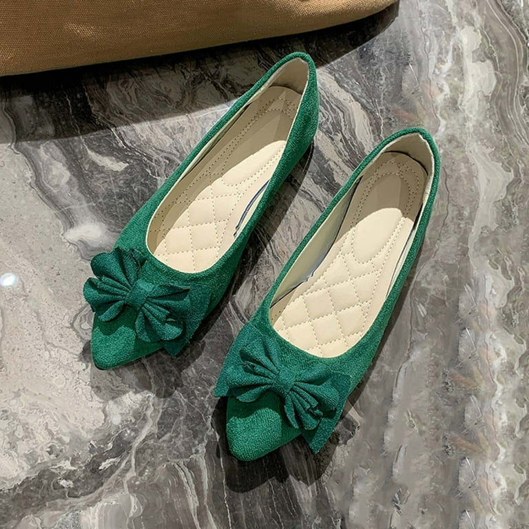 Women's Comfort Walking Boat Shoes Casual Flats Pointed Toe Slip On Ballet  Flats Light Weight Loafers Faux Suede Dress Shoes Green 9.5 - Walmart.com