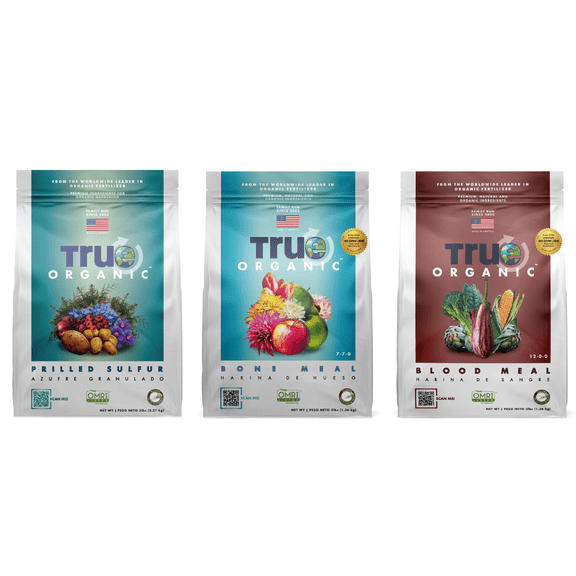 True Organic Prilled Sulfur   Blood Meal   Bone Meal Bundle - CDFA, OMRI Listed for Organic Gardening – Organic Fertilizer Set