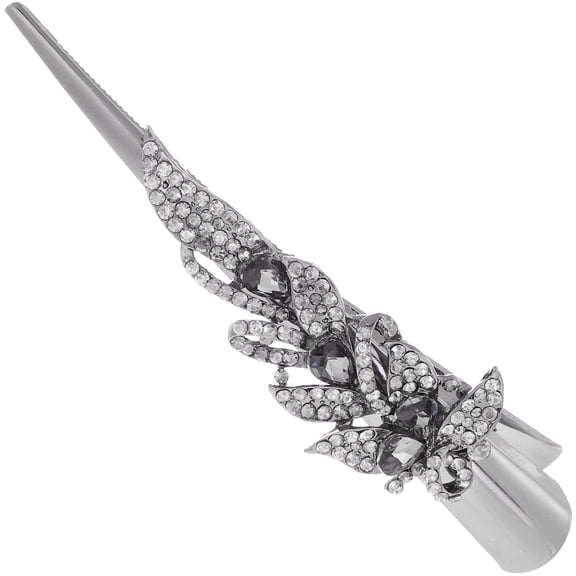 LOLIPPYY Grey Rhinestone Metal Hair Clips for Women's Lightweight Large Barrette Hair Accessories 3.5 Inches