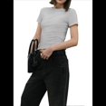 thumbnail image 1 of Camisetas de Algodón para Mujer, Cuello Redondo, Corta, Básicas, Informales, de Verano, Color Gris, Talla L, 1 of 9