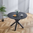 thumbnail image 2 of Gzxs Round Dining Table for 4-6 Person, Mid Century Modern Circle Table for Kitchen Living Room, Pedestal Dining Table with X-Shape Metal Legs, Black, 2 of 6