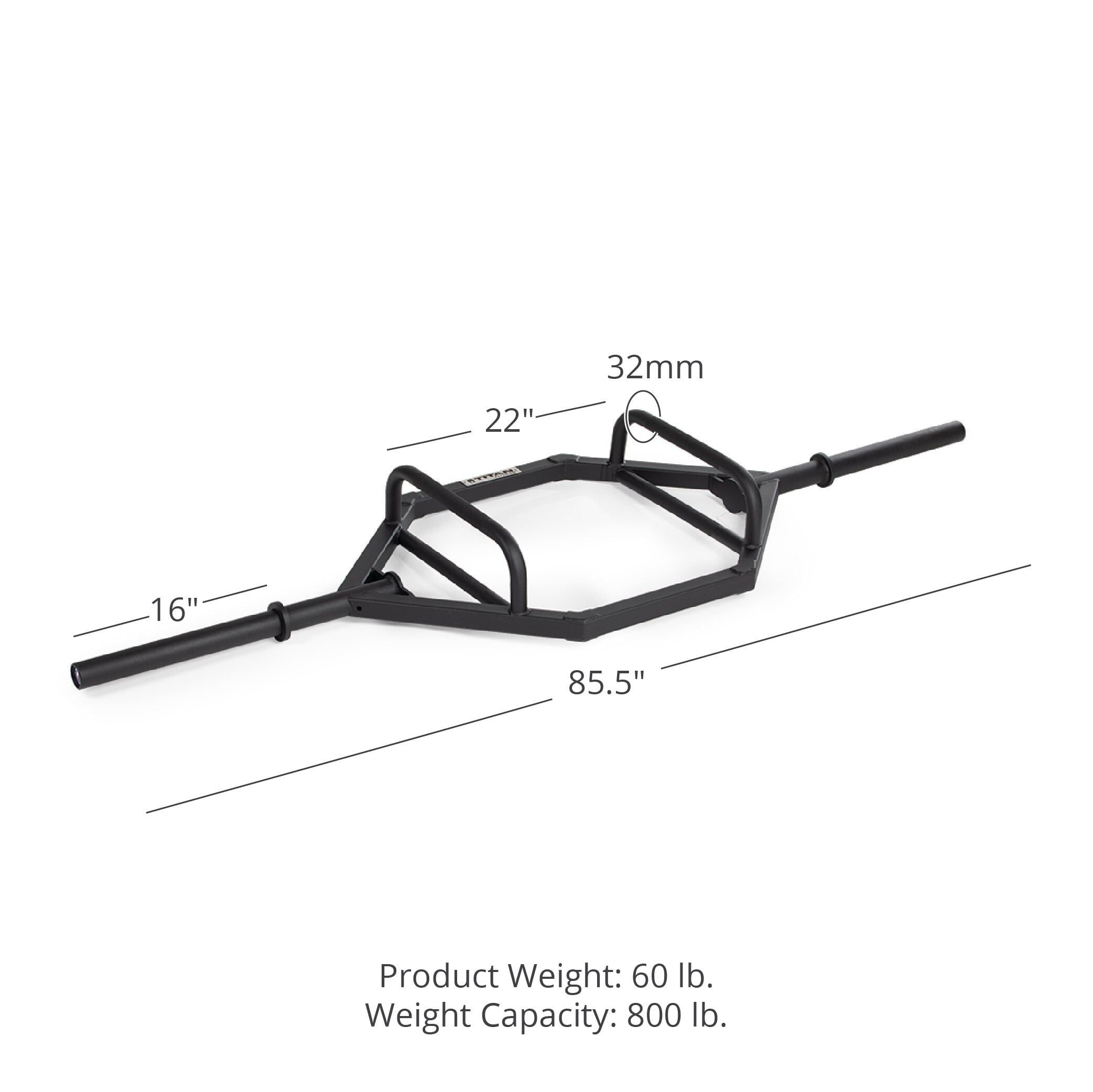 Titan Fitness Hex Trap Bar, 2-inch Olympic Barbell, 800 LB Rated