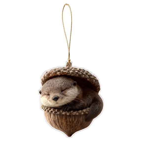 Forest Animal Acorn Ornaments,Cozy Forest Christmas Ornaments,Pine Cone Animal Decoration,Woodland Creature Hanging Ornament, Acrylic Hanging Ornament for Home Decor (1PC, Squirrel)