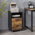 thumbnail image 2 of Alden Design Rolling Wooden File Cabinet with 2 Drawers and Shelf, Black/Rustic Brown, 2 of 9