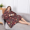 thumbnail image 5 of Oversized Wearable Blanket Hoodie,Red Hedgehog and Mushroom Sherpa Blanket Hoodie with Super Pockets,Super Warm Fuzzy Pullover for Women & Men, 5 of 6