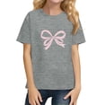 thumbnail image 2 of YOUYEDIAN Top for Girls Summer Y2k Short Sleeve Bow Graphic T Shirts Teen Fashion Crew Neck Clothes (Gray, 8-9 Years), 2 of 4