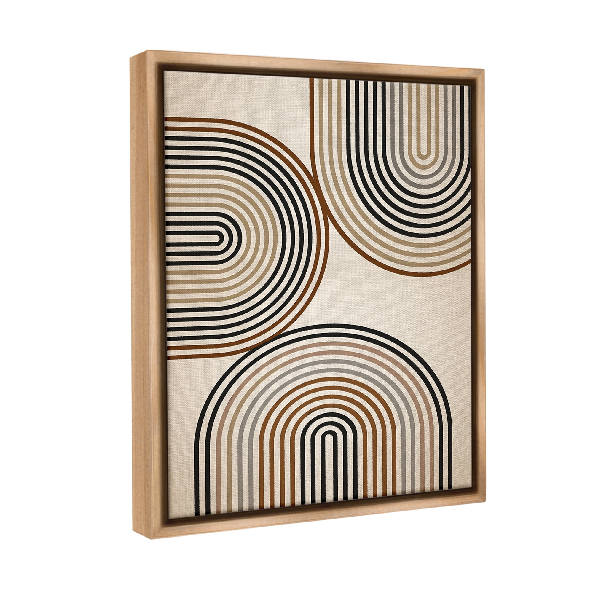Stupell Industries Natural Boho Arches Abstract Painting Brown Floater Framed Canvas Art Print Wall Art, 25 x 31