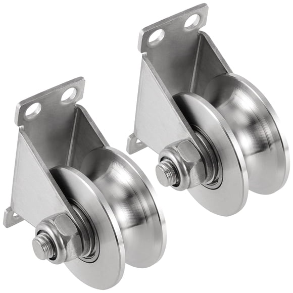 2 Pcs Roue à Rainure en U de 2 Pouces, Poulie de Roue à Rainure en Acier Inoxydable, Roulette à Rainure en U Robuste pour Fil, Corde, Rail, Bricolage, Capacité de Charge 840 Lb