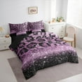 thumbnail image 3 of jejeloiu Cheetah Print 7 Pieces Bedding Comforter Set,Leopard Pattern Full Bedding Set,Purple Bling Print Fitted Sheet Flat Sheet For Teens Kids,Breathable Home Decor Reversible, 3 of 8