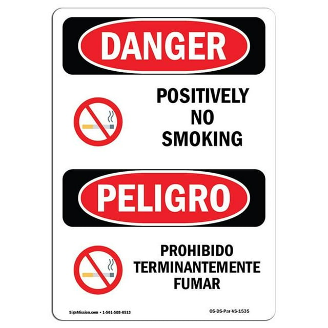 SignMission OS-DS-A-1218-VS-1535 12 x 18 Po Signe de Danger OSHA - Positivement sur le Tabagisme avec Symbole