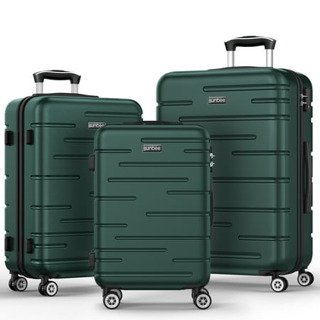 Sunbee 3 Piece Luggage Sets ABS Hardshell Hardside TSA Lock Lightweight Durable Spinner Wheels Suitcase