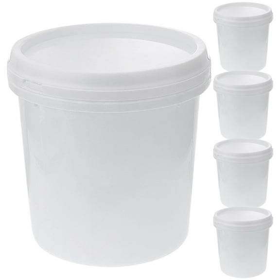 Tineasur Durable Sealed Plastic Bucket, White, Multi-Use, Easy to Clean, Portable 5Pcs
