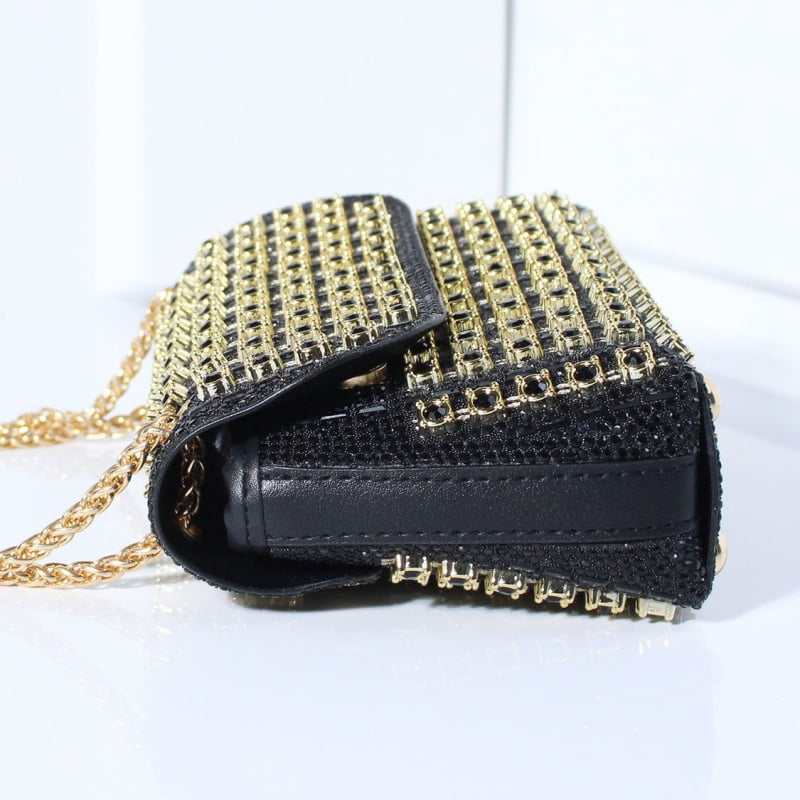 Vintage Women’s Bag Mini Crossbody Shoulder Bag Chain Strap Clutch Purse Rhinestone Evening Bag Crystal Embellishment Messenger Bag Fashion Accessory Casual Totes Multicolor Gold Silver Black Hobos