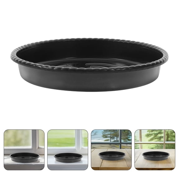 OFFIGAM 12Pcs Heavy Duty Black Plastic Plant Drip Trays Water Catchers for Garden and Home Use