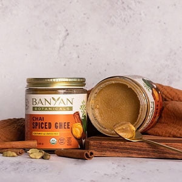 Banyan Botanicals Chai Spiced Ghee  Cultured Organic Ghee (Clarified Butter) with Cinnamon & Cardamom  Tasty Oil & Butter Alternative for Cooking & Baking  5.65 oz  Non-GMO Gluten Free Vegetarian