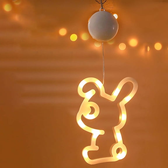 Deeceymbur Easter LED Light Suction Cup Decoration Bunny Egg Design Battery Operated Window Lantern for Party Home Spring Decor