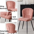 thumbnail image 6 of Dining Chairs Set of 2, Upholstered Chenille Fabric Kitchen Chairs With Metal Legs, Wingback Elegant Tufted Accent Vanity Chair For Dinner, Bedroom, Living Room, Apartment, Coral, 6 of 6