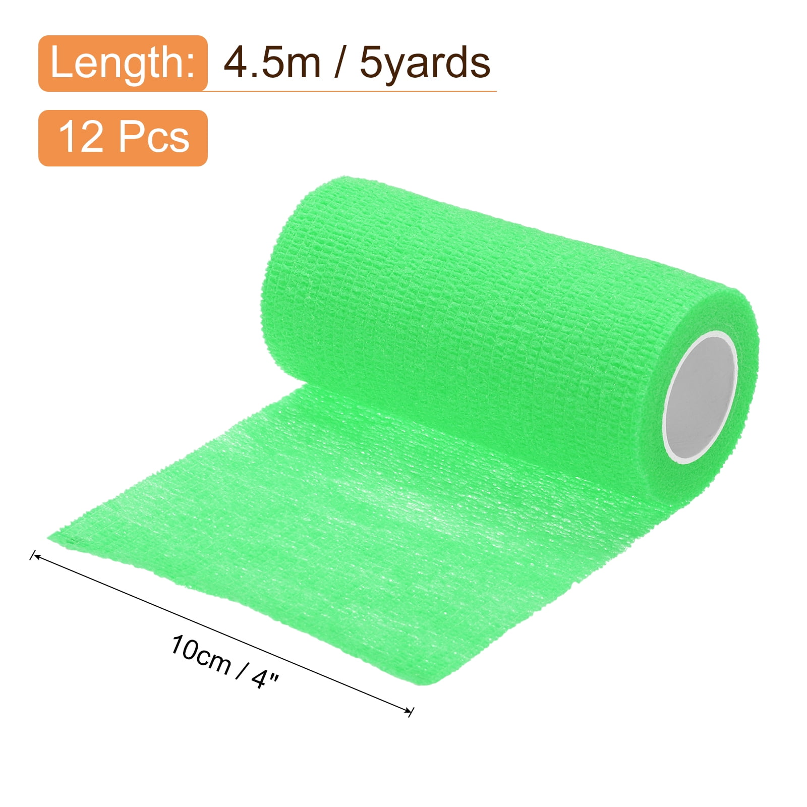 12 Pack Elastic Cohesive Bandage Wrap 4 Inch x 5 Yards Breathable Self Adhesive Athletic Tape Roll Fluorescent Green