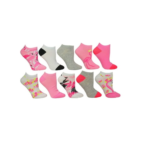 Betsey Johnson Ladies 10Pk Flamingo Pattern Low Cut Socks