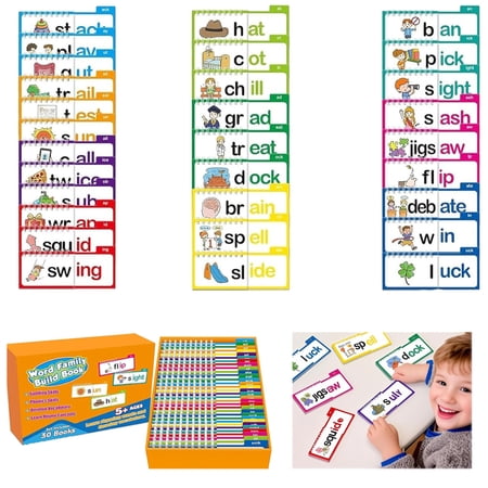30 Read and Rhyme Flip Books – Word Families & ABC Vocabulary Flash Cards,Word Family Flip Books, word family build book Educational Reading Games for Early Learners